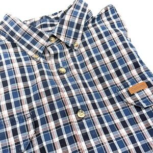 Carhartt Button Down Shirt Size 2XL Navy Plaid Heavyweight Cotton Long Sleeve
